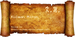Kulman Miron névjegykártya